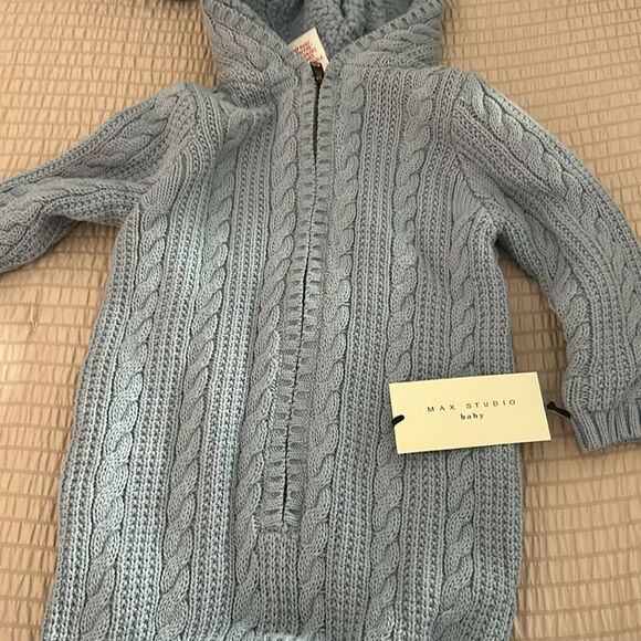 Max Studio Baby Sweater Romper - NWT - Light Blue -3 to 6 months - Picture 6 of 6